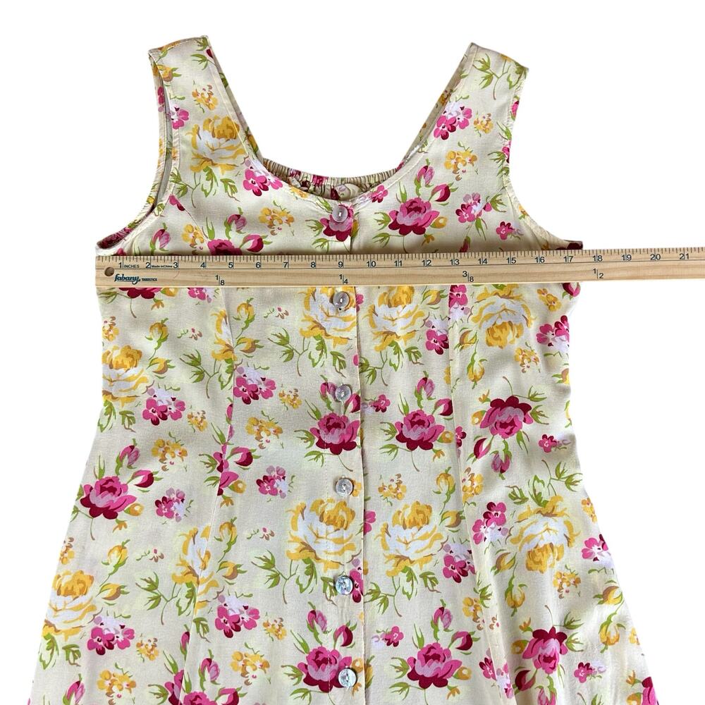 BFA Classics Floral Maxi Dress Sze S Yellow Pink Button Front Rayon 90s Sundress - Picture 8 of 10